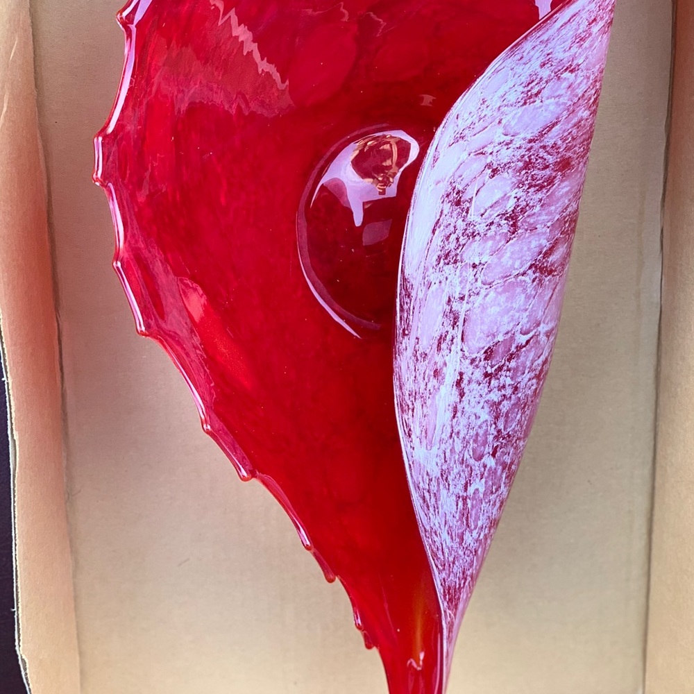 Vintage Cased Glass attributed to Murano of Italy Red Black White Conch Shell